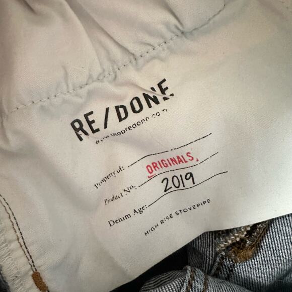 Re/Done Originals 2019 High Rise Stove Pipe Raw Hem Light Wash 25 190-3WSTV27 - Picture 11 of 13